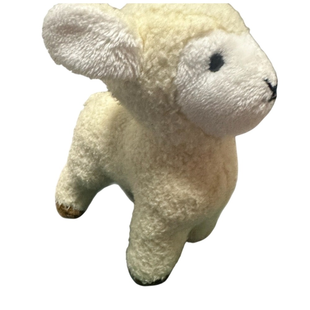 Vintage R Dakin Lamb Plush Stuffed Animal Cream Sherpa‎ Sheep Brown Hooves Tag